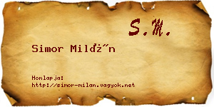 Simor Milán névjegykártya